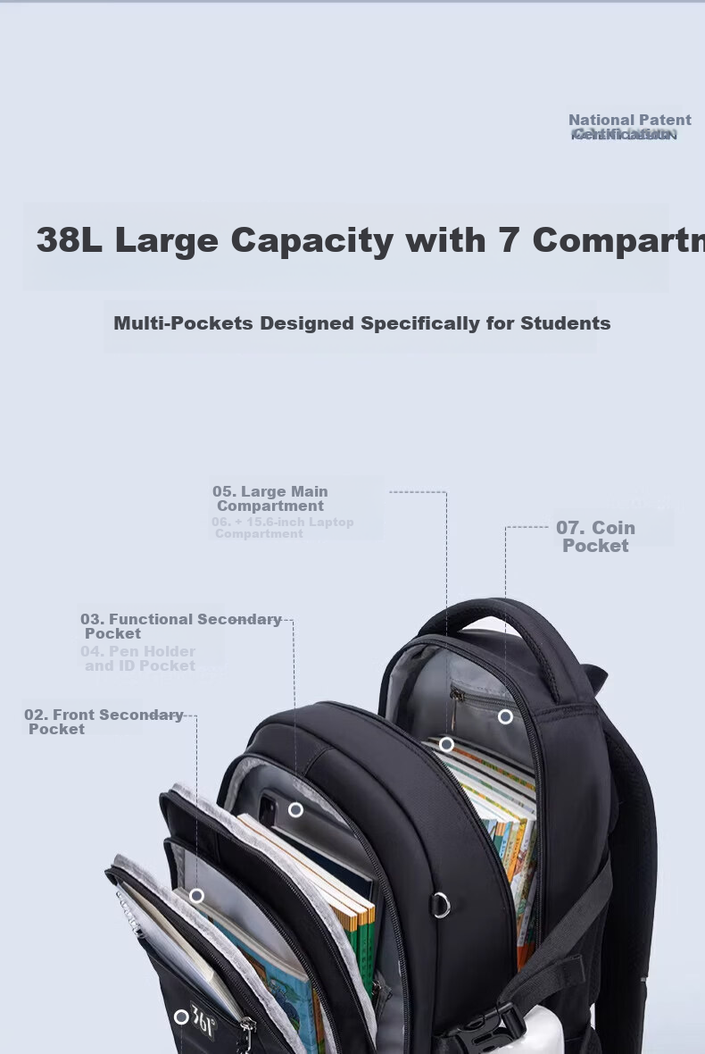 361° Boys School Backpack Middle and High School Student Lightweight Waterproof Large Capacity Anti-Backpack for Primary School Students 9