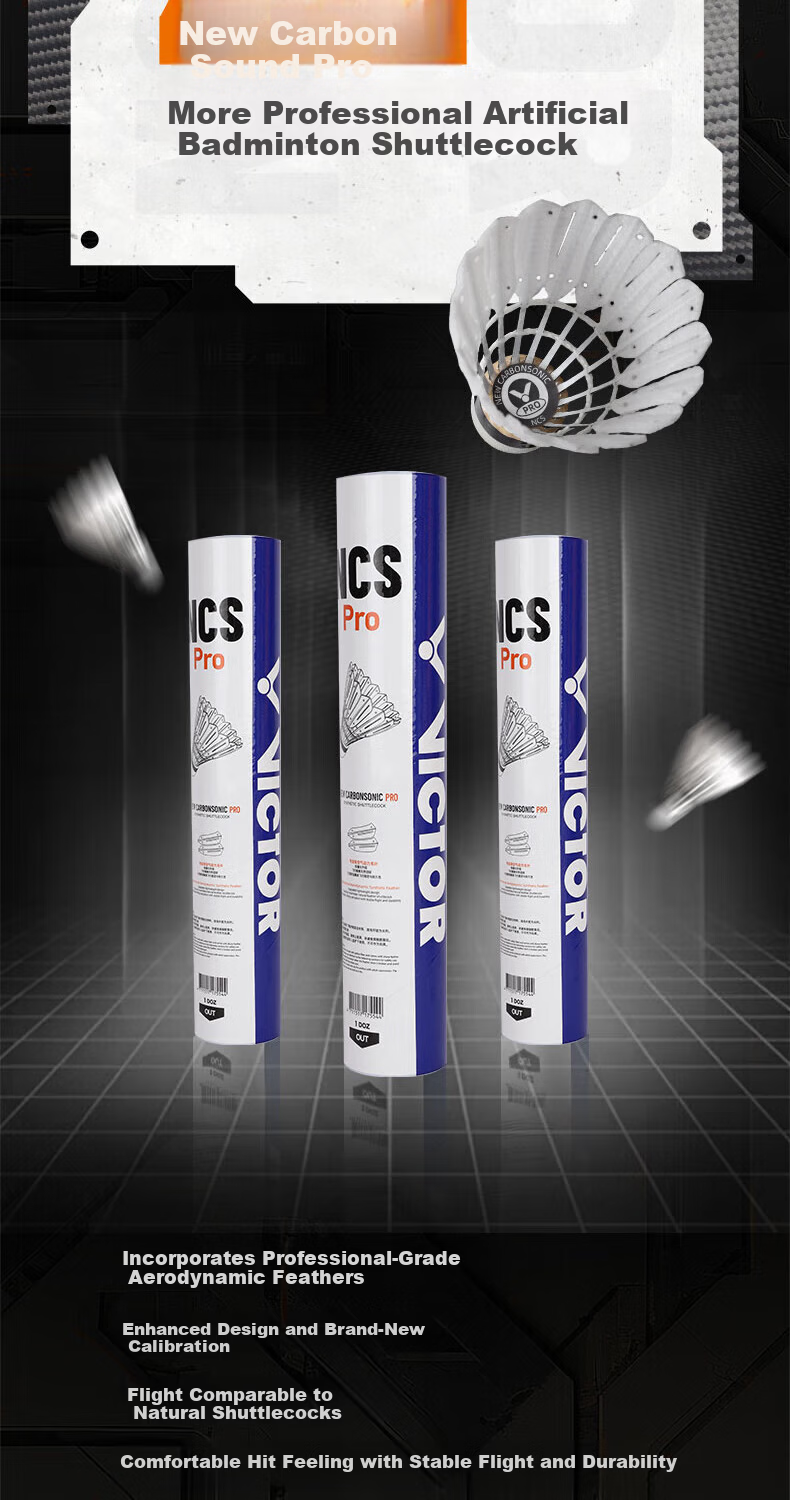 VICTOR NCS Pro 76 Speed Synthetic Feather Badminton Shuttlecock Competition Grade Indoor Outdoor Durable Stable 2