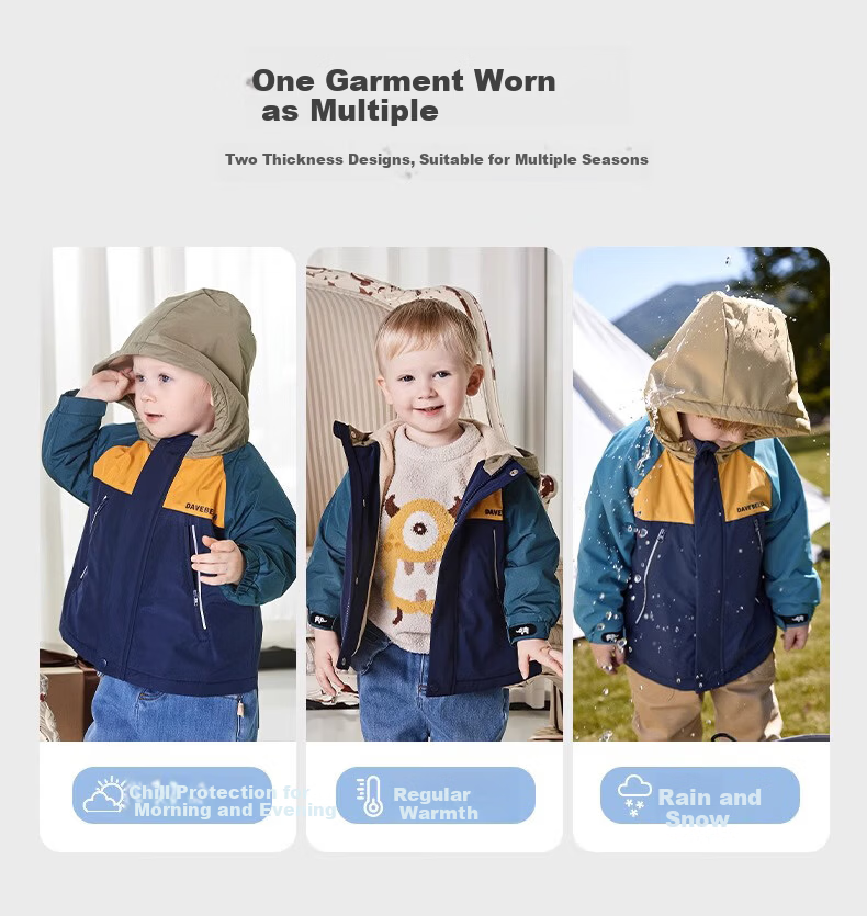 DAVE & BELLA Kids Windproof Jacket Autumn Fleece Lined Outdoor Coat for Boys and Girls Toddler Baby Children's Clothing 7