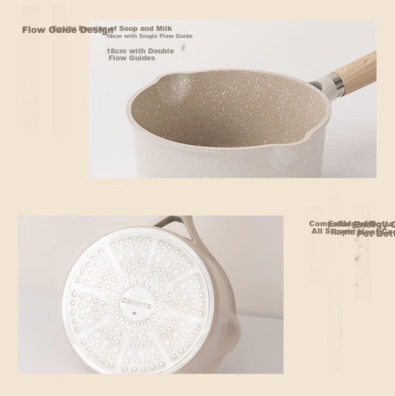 CaROTE Maifanshi Small Milk Pot, Baby Food Pot, Infant Frying And Cooking All-In Pot, Non-Stick Titanium Pot, Home Use Soup Noodle Pot, 18cm 24