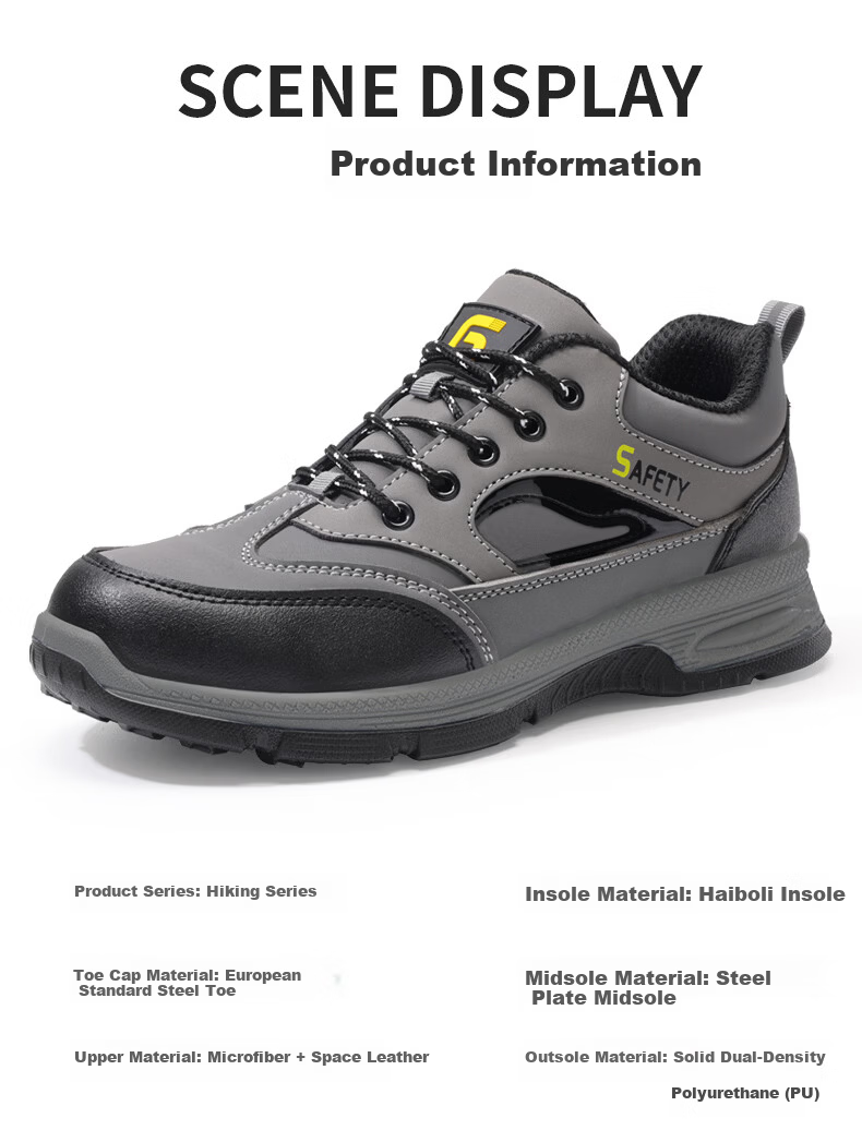 GUYISA Safety Shoes for Men, Summer Breathable Steel Toe Cap, Anti-Smashing And Puncture-Resistant, Lightweight, Wear-Resistant, Construction Site Work Shoes F116F Size 41 14
