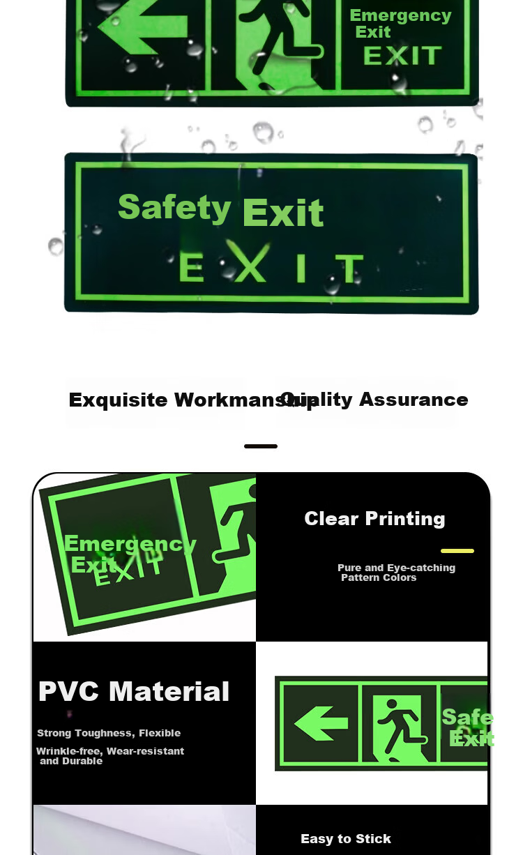 AimoHui Round Safety Exit Sign Fire Evacuation Floor Sticker Straight Arrow 5-Pack 19x19cm 5