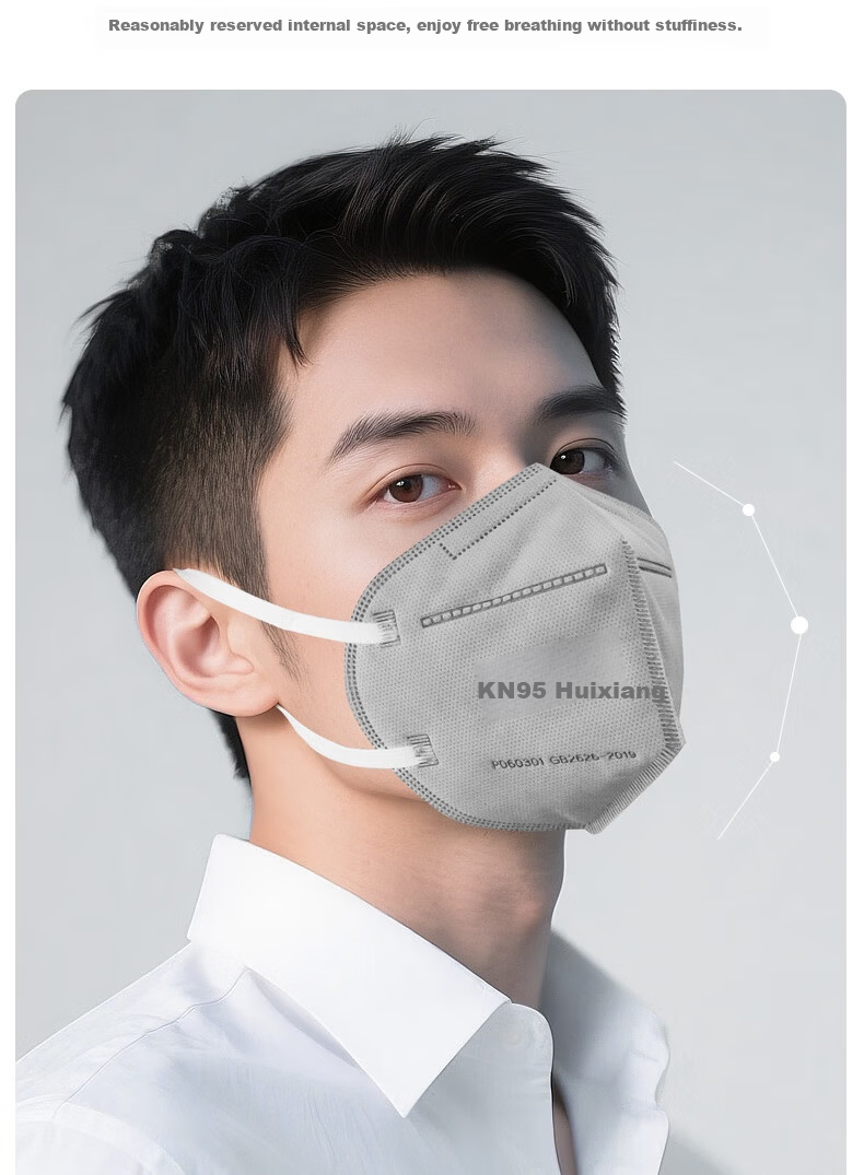 Huixiang JD Industrial Private Label Over-Ear Activated Carbon Foldable Self-Absorption Filter Dustproof Particle Respirator Mask 50pcs/Box P060301 11