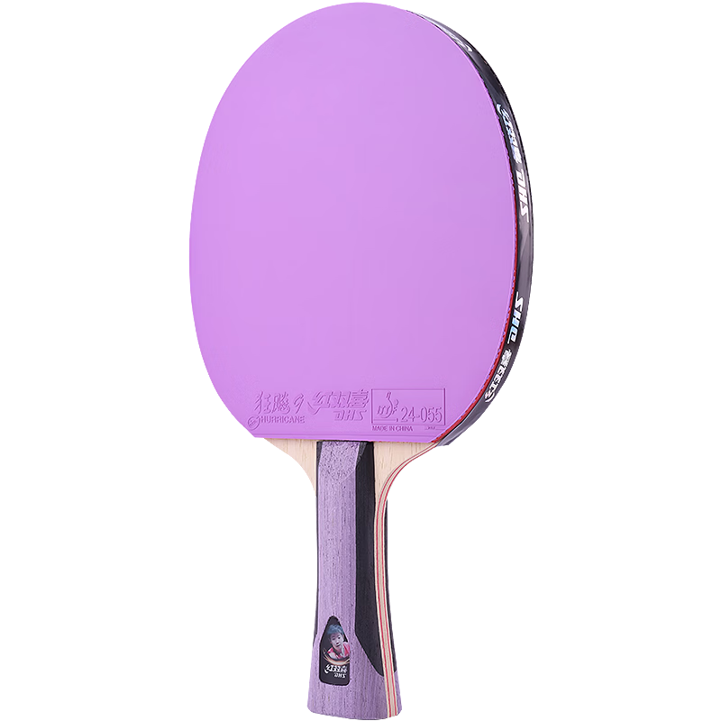 DHS Six-Star Table Tennis Paddle H6001 Purple with Colored Rubber, Shakehand Grip