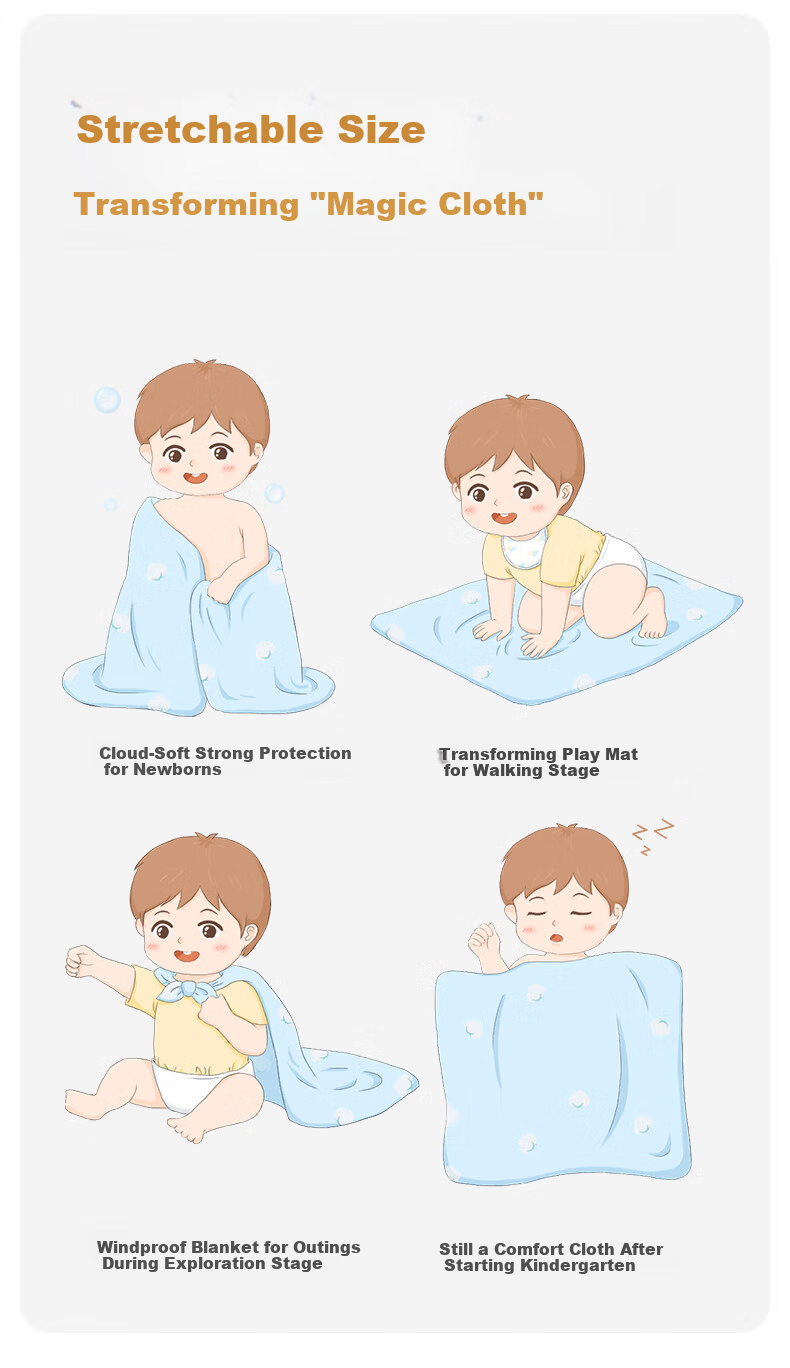 PurCotton Baby Bath Towel, Gauze Bath Towel, Pure Cotton Absorbent, Extra Large And Thick, Newborn Baby Blanket, Towel, 105*105cm 12