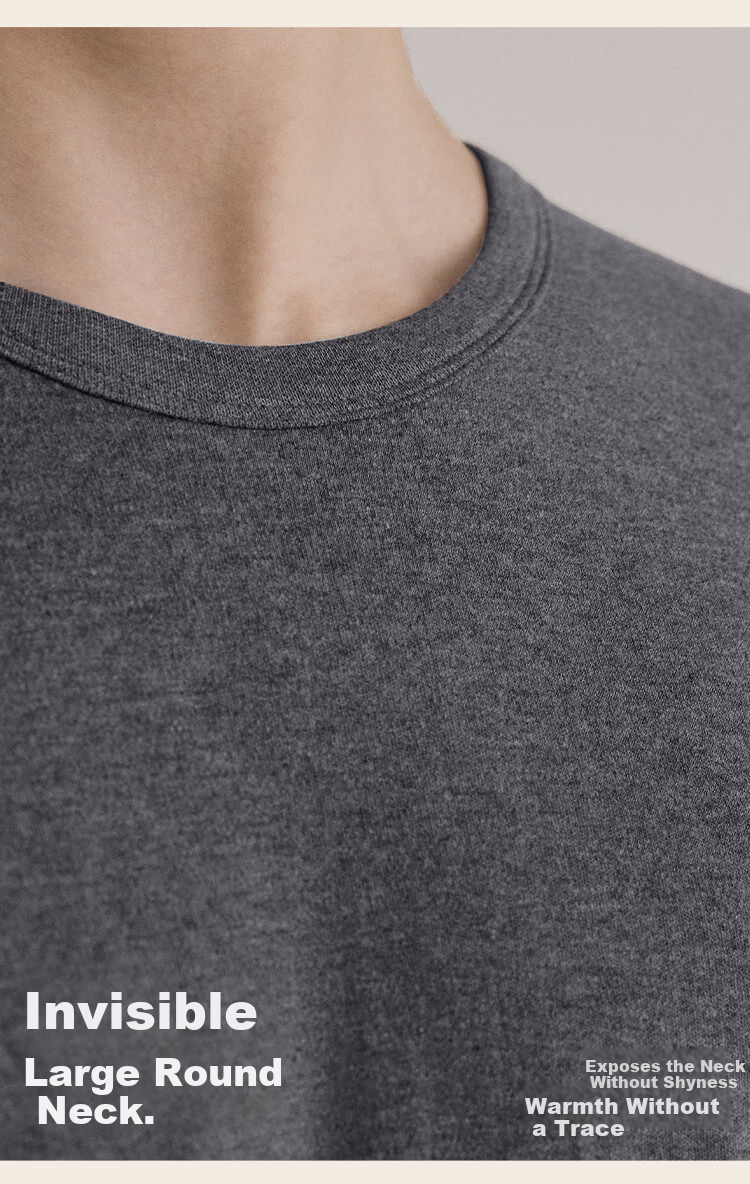 HLA【Mountain Not High】Men's Autumn Thermal Underwear Set Round Neck Class A 210g Pure Cotton Antibacterial Mite-Resistant Thin Warm Innerwear 11