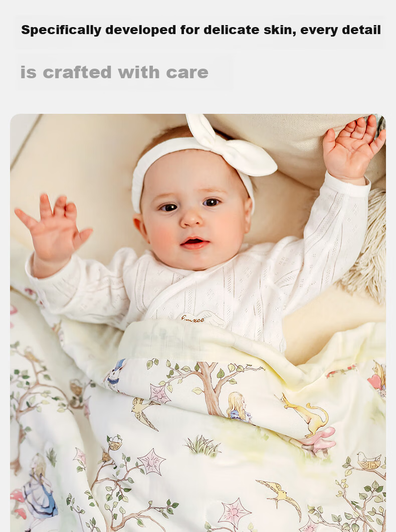 EMXEE Baby Summer Cool Quilt, Children's Blanket for All Seasons, Gauze Blanket for Newborns, Air Conditioning Quilt, Kindergarten Blanket, 120*140cm 3