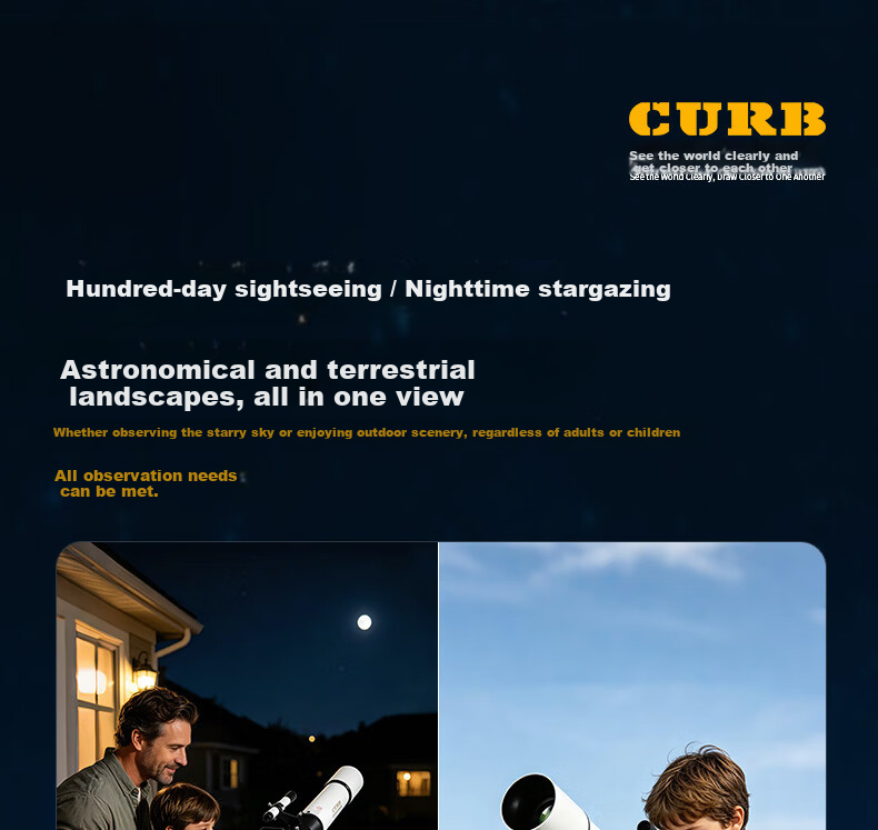 CURB Professional High-Power HD Astronomy Telescope for Stargazing, Space, Kids Beginner Home Use, Jupiter Cloud 1000000 24