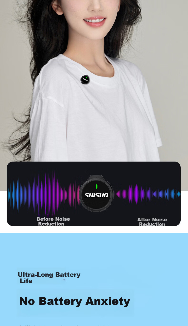 SHISUO A6 Wireless Lavalier Microphone for Live Streaming, Mobile, Computer, Camera, Recording, Outdoor Interview, Noise Reduction, TikTok Karaoke, Short Video Equipment, Multiple Versions Available 7