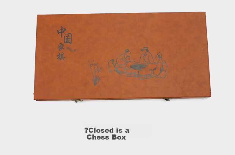 Junao Chinese Chess Thick Beech Wood Set Leather Portable Board Home Use No.50 Carved Chess Toy Camping 4