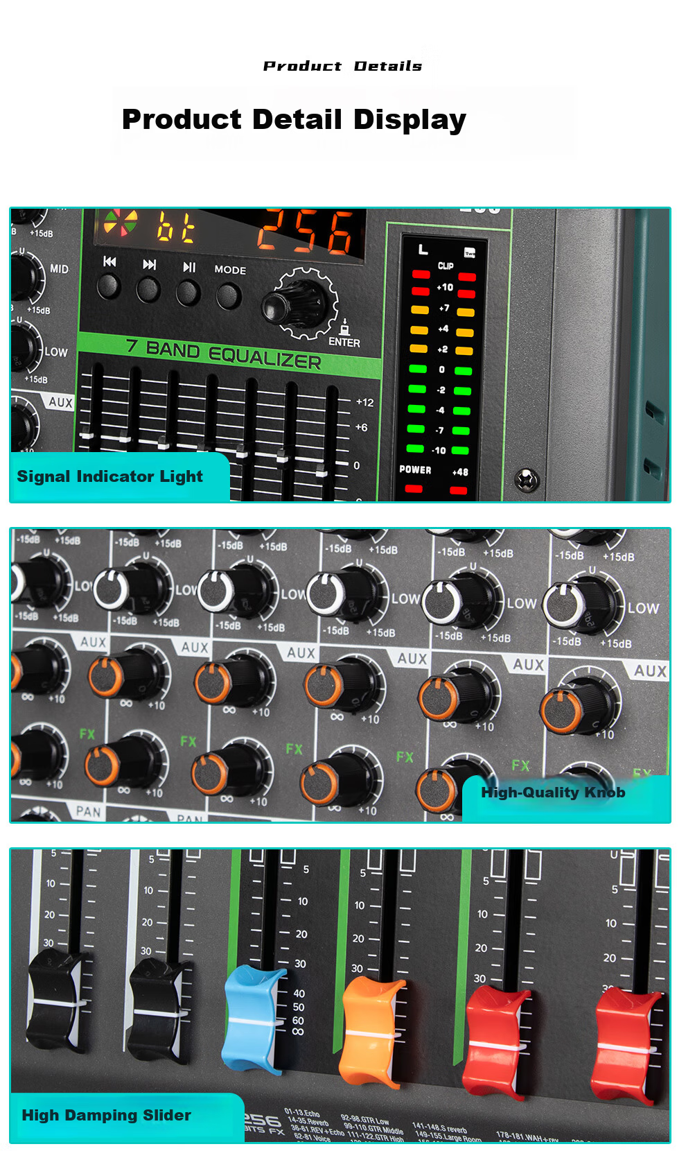 Depusheng GT2 8-Channel Mixer Amplifier All-in-One Stage Performance Home KTV Wedding Bar Conference 256 Reverb Bluetooth USB Single 15-Inch 500W*2 High Power 11