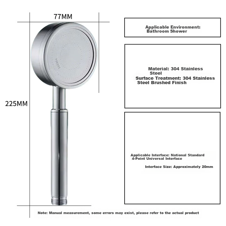 Canbo [Top Seller] Pressurized Shower Head 304 Stainless Steel Handheld Shower Set for Home Bathing