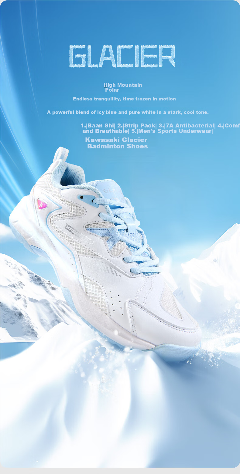 KAWASAKI Glacier Badminton Shoes Competition Training Light Casual Sports Shoes Glacier Blue Size 38 (240mm) 2