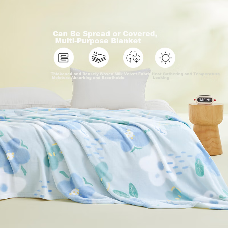 BEYOND Home Textiles Coral Fleece Blanket Office Air Conditioning Blanket Nap Blanket Thin Cover Blanket Floral 100*150cm