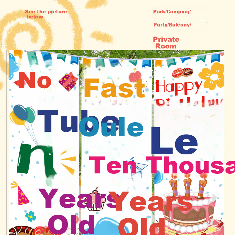 Ounizi Birthday Scene Decoration Girl Birthday Props Atmosphere Boy Party Decoration Happy Birthday Banner 3-Pack 9