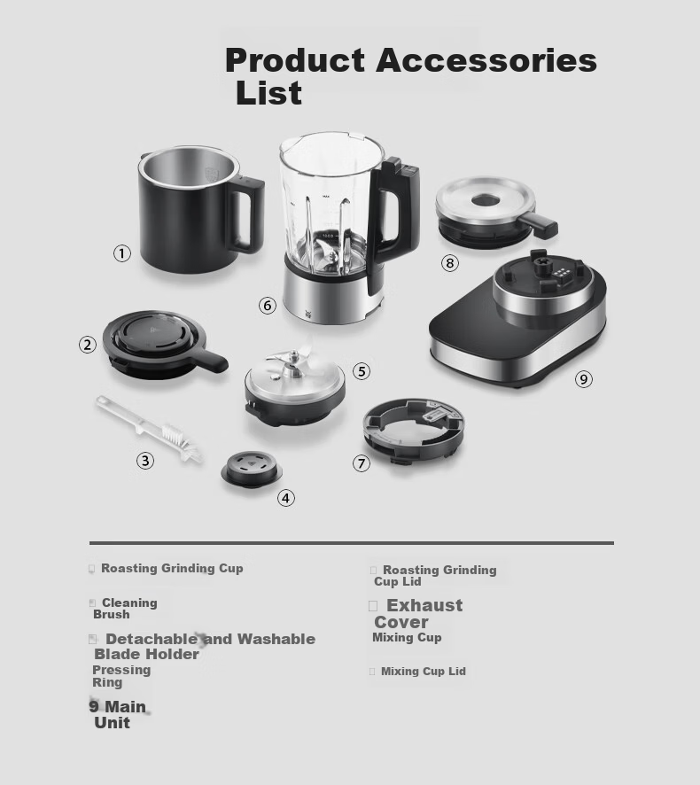 WMF Brushless Titanium Blade Blender Variable Frequency Noise Reduction 1.5L Hot and Cold Dual Use Waterproof Smart Control Panel Detachable Blade Grinder Food Processor 18
