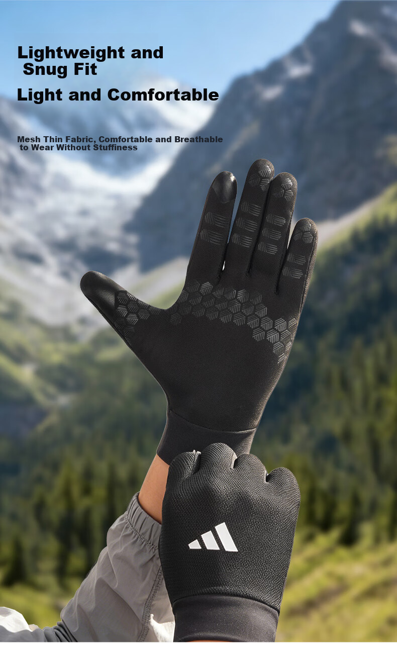 Adidas Men's Summer Hiking Gloves Lightweight Running Cycling Gloves Non-Slip Touchscreen Fitness Fishing 5