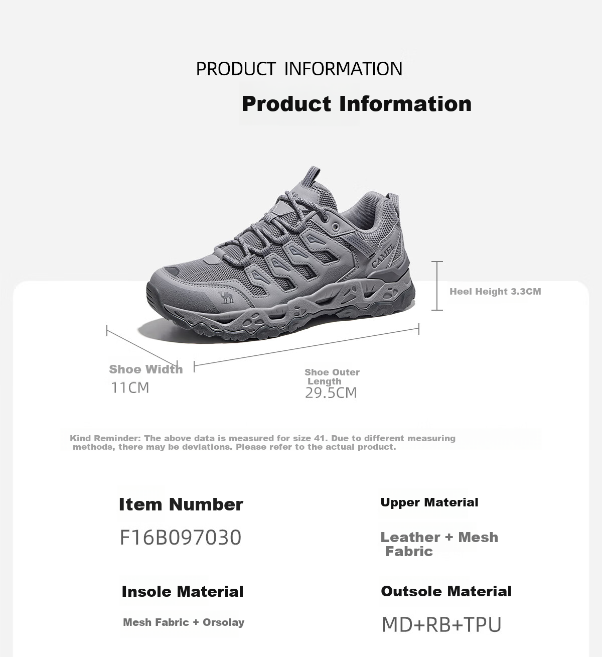CAMEL Magic Rock II Outdoor Hiking Shoes Unisex Non-Slip Durable Lightweight Breathable Sports Sneakers 9
