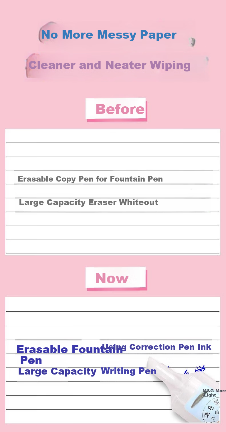 M&G Single-Head Large Capacity Erasable Pen Ink Eraser Pen Erasable Ink Cartridge Correction Pen APMV4701 5-Pack 2