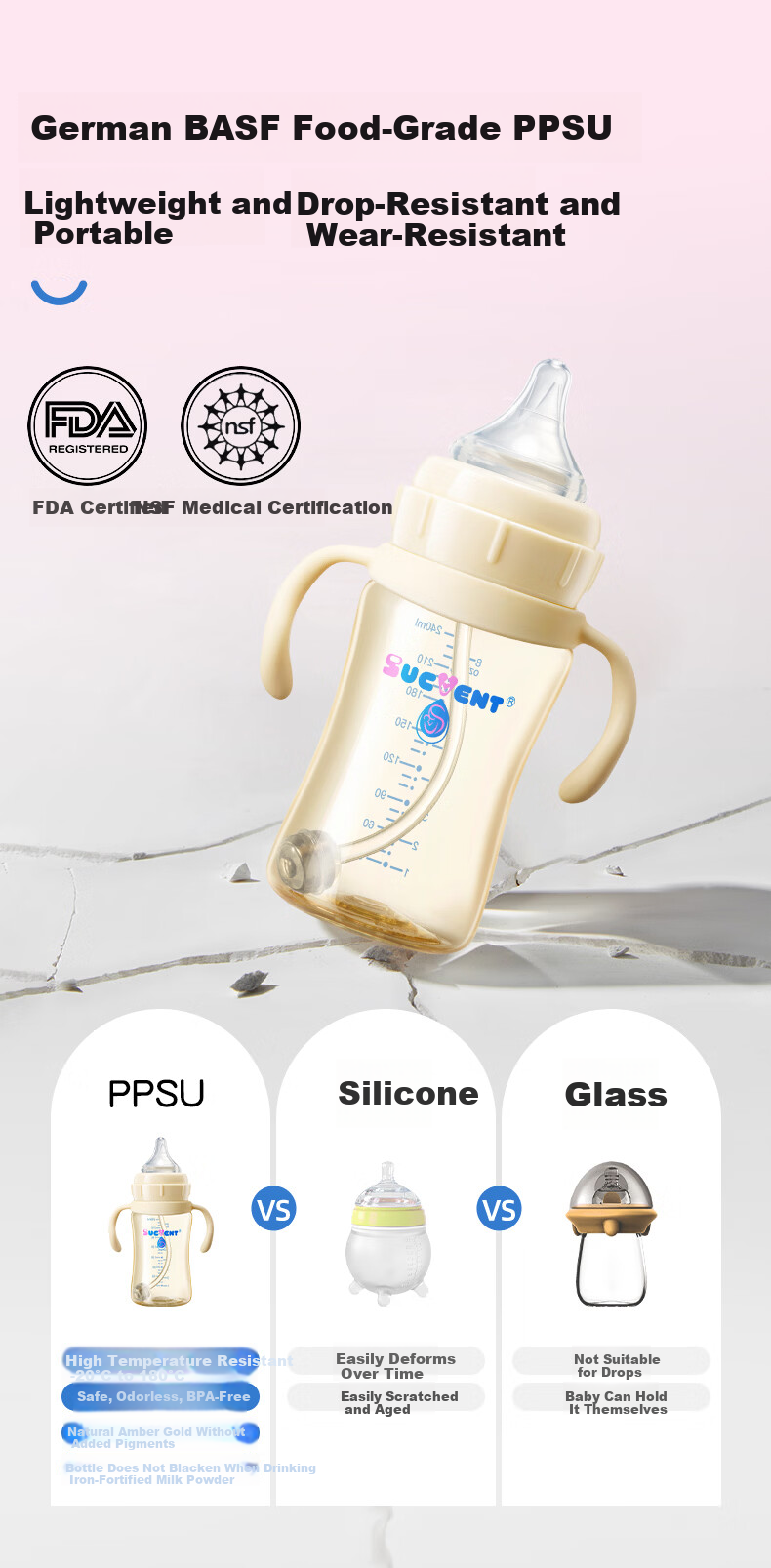 Shuying Straw Cup Training Drinking Direct Drinking Baby Bottle Constant Pressure Anti-Splash Anti-Choke Easy to Drink Water for Babies Over 1 Year Old 300ml 13