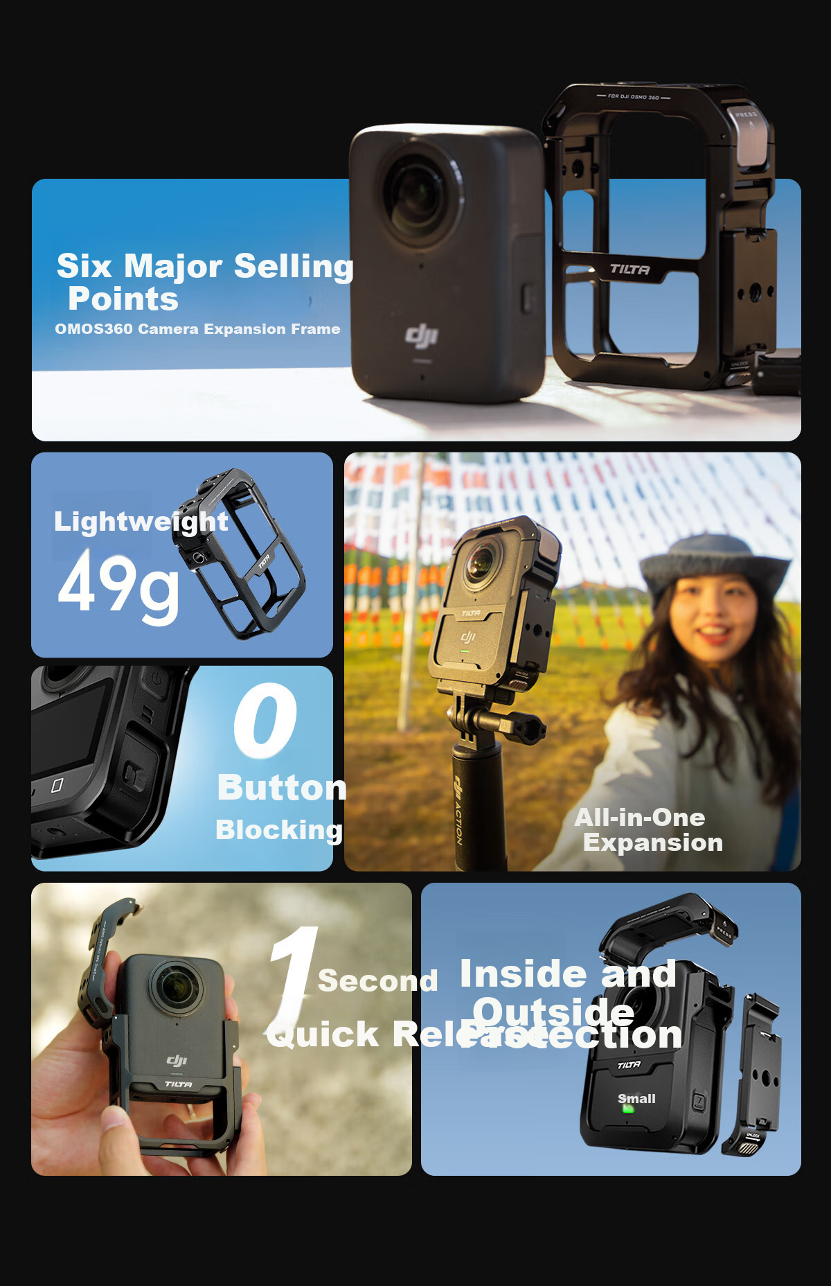 Iron Head Metal Protective Frame for DJI Osmo 360 Panorama Camera Full Cage Horizontal and Vertical Shooting Expansion Kit Photography Cycling Live Streaming Accessories - Horizontal Shooting Set 2