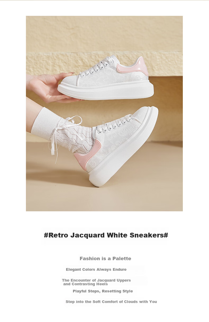Daphne Platform Height-Enhancing Popular Printed White Sneakers Women 2026 New Spring Summer Casual Shoes White Size 38 2