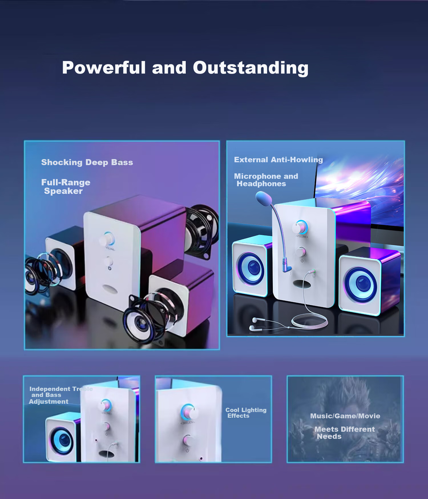 SADA S-201 Microphone Headset Computer Speaker All-in-One Desktop Home 2.1 USB Wired Multimedia Subwoofer Laptop Speaker 2