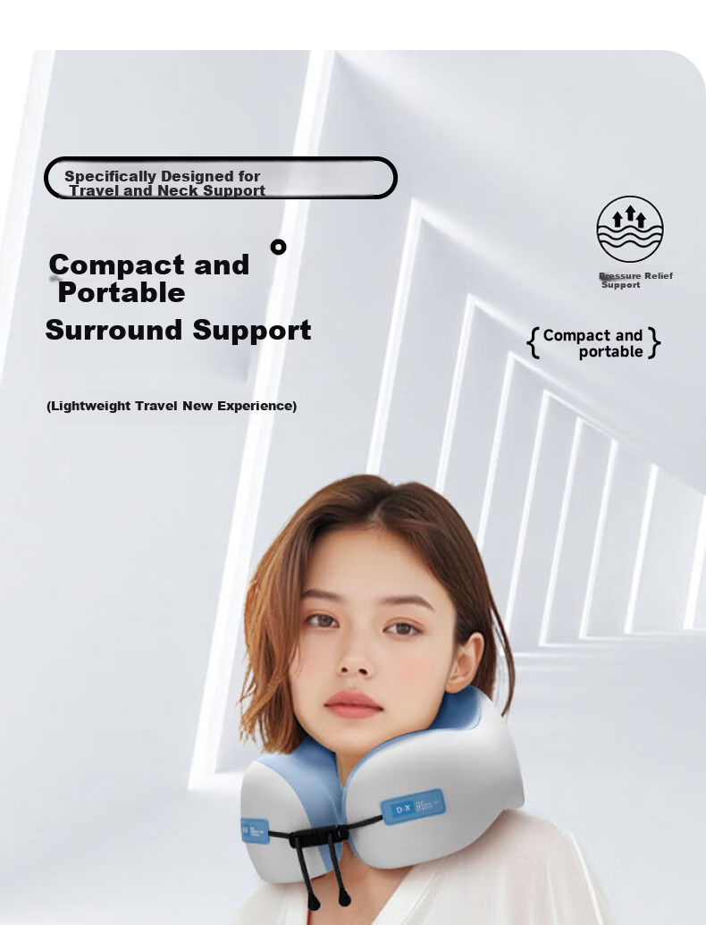 40,000 KM Memory Foam U-Shaped Neck Pillow Portable Foldable Travel Neck Pillow for High-Speed Rail, Airplane, Office, and Nap 3