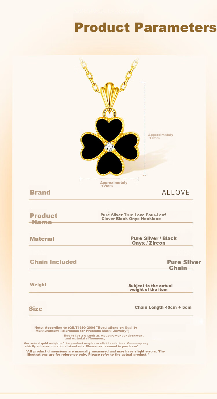 ALLOVE Four-Leaf Clover Sterling Silver Necklace for Women Luxury Pendant Birthday 520 Valentine's Day Gift for Girlfriend Wife 7