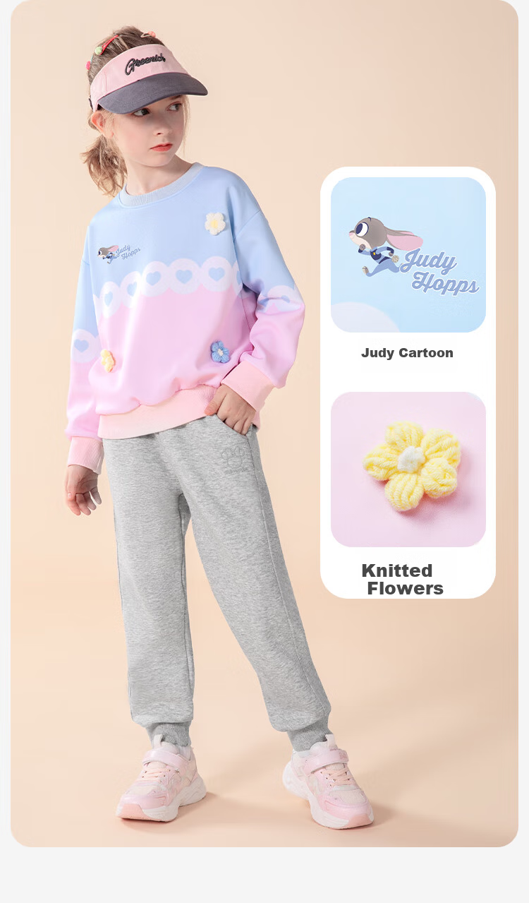 Disney Girls' Hoodie Zootopia Cartoon Spring Colorblock Top ZL110019 Pink Blue Size 140 5