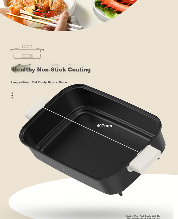 Liven Electric Hot Pot Electric Cooking Pot Hot Pot Dedicated Pot for 3-7 People Detachable Multi-Functional Cooking and BBQ Electric Heating Pot 7L Multi-Purpose Pot DHG-710 10
