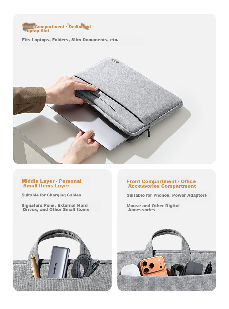 Ugreen Laptop Bag Sleeve Protective Case Portable 14.9 Inch for Apple MacBook Neo/Pro/Air Lenovo Huawei Xiaomi Asus 7