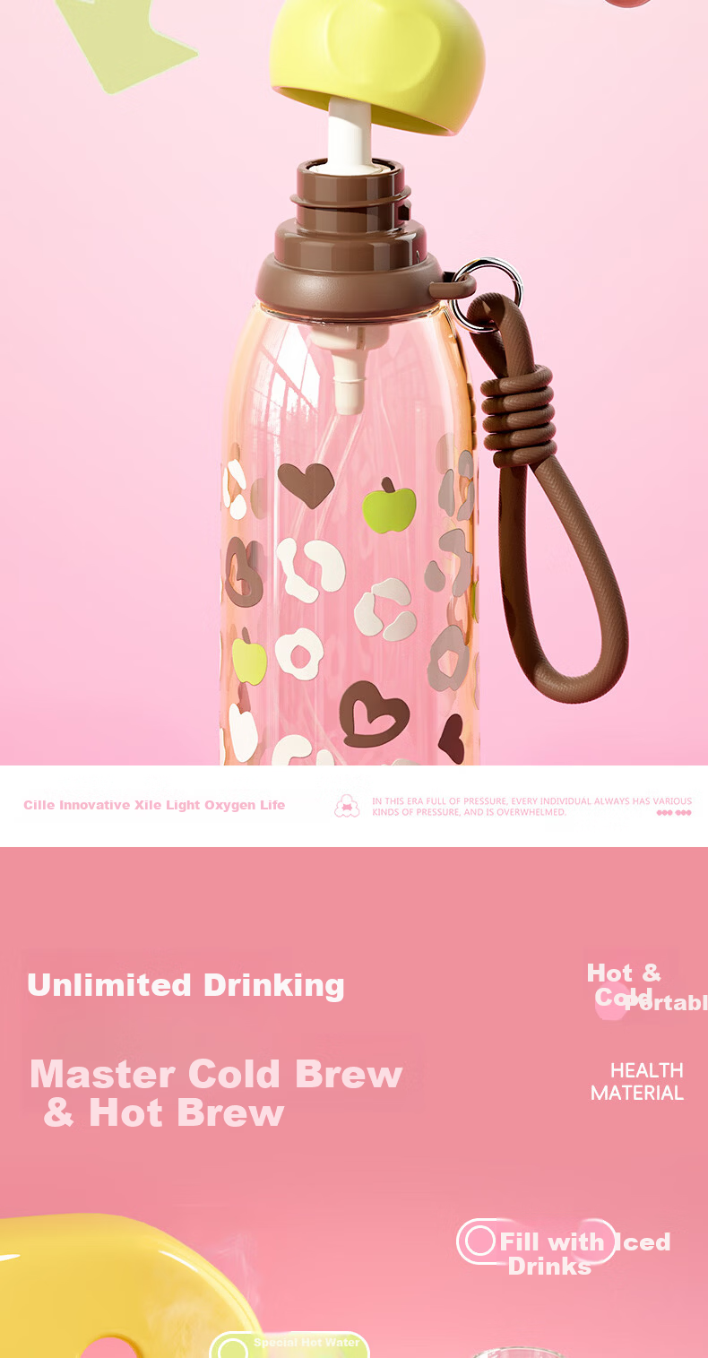 Cille Children's PPSU Plastic Water Bottle Large Capacity Sports Student Water Flask Durable Portable Dual-Use Steam Sterilizable Cup 7