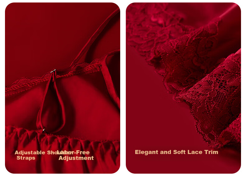 Mrs. Josha Red Lace Trim Nightgown with Padded Chest Sexy Pure Desire Wedding Robe for Birthday Gift to Girlfriend 10