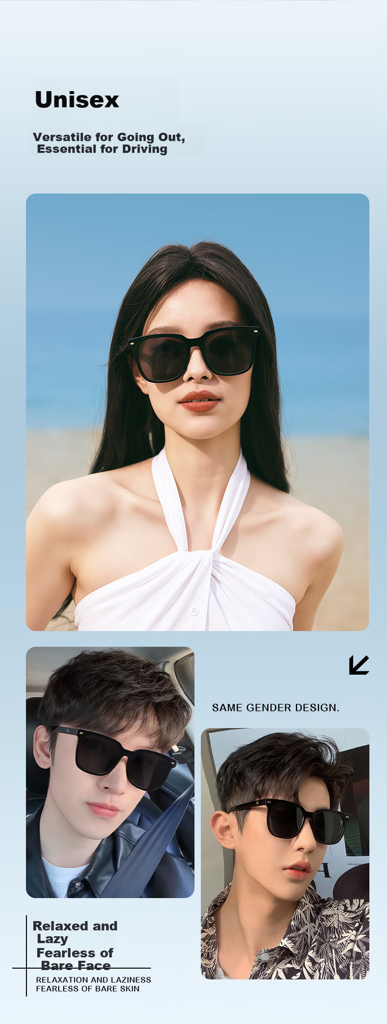 LOHO 2026 New Polarized Sunglasses UV Protection Oversized Square Slimming Driving Glasses GM Protective Eyewear 4