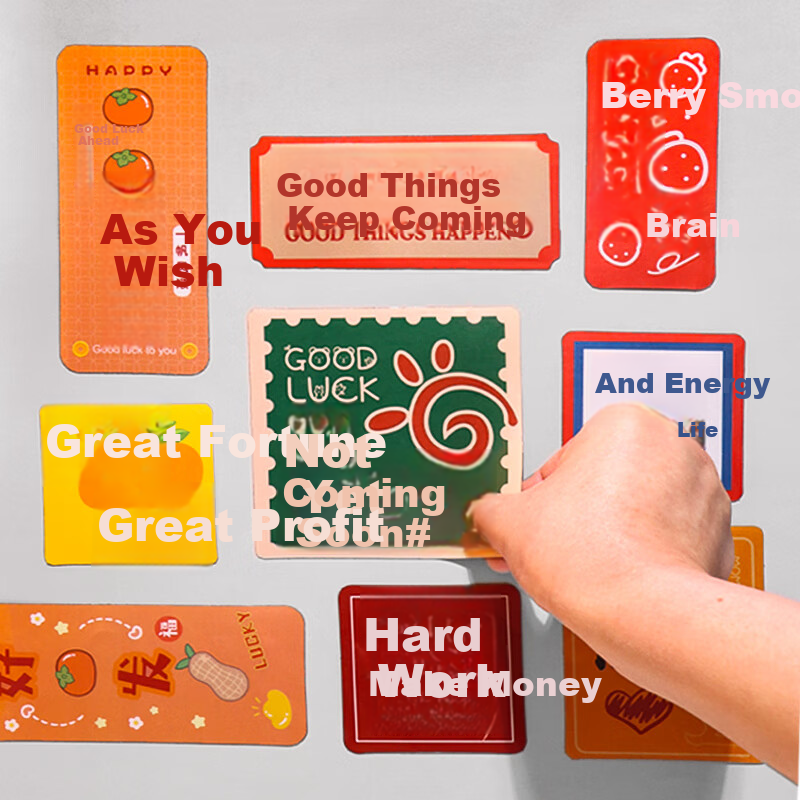 TaTanice Refrigerator Magnets Set of 9 Creative Inspirational Gifts Year of the Horse Soft Magnetic Stickers Motivational Text Cultural Trend Door Decoration Good Luck and Prosperity
