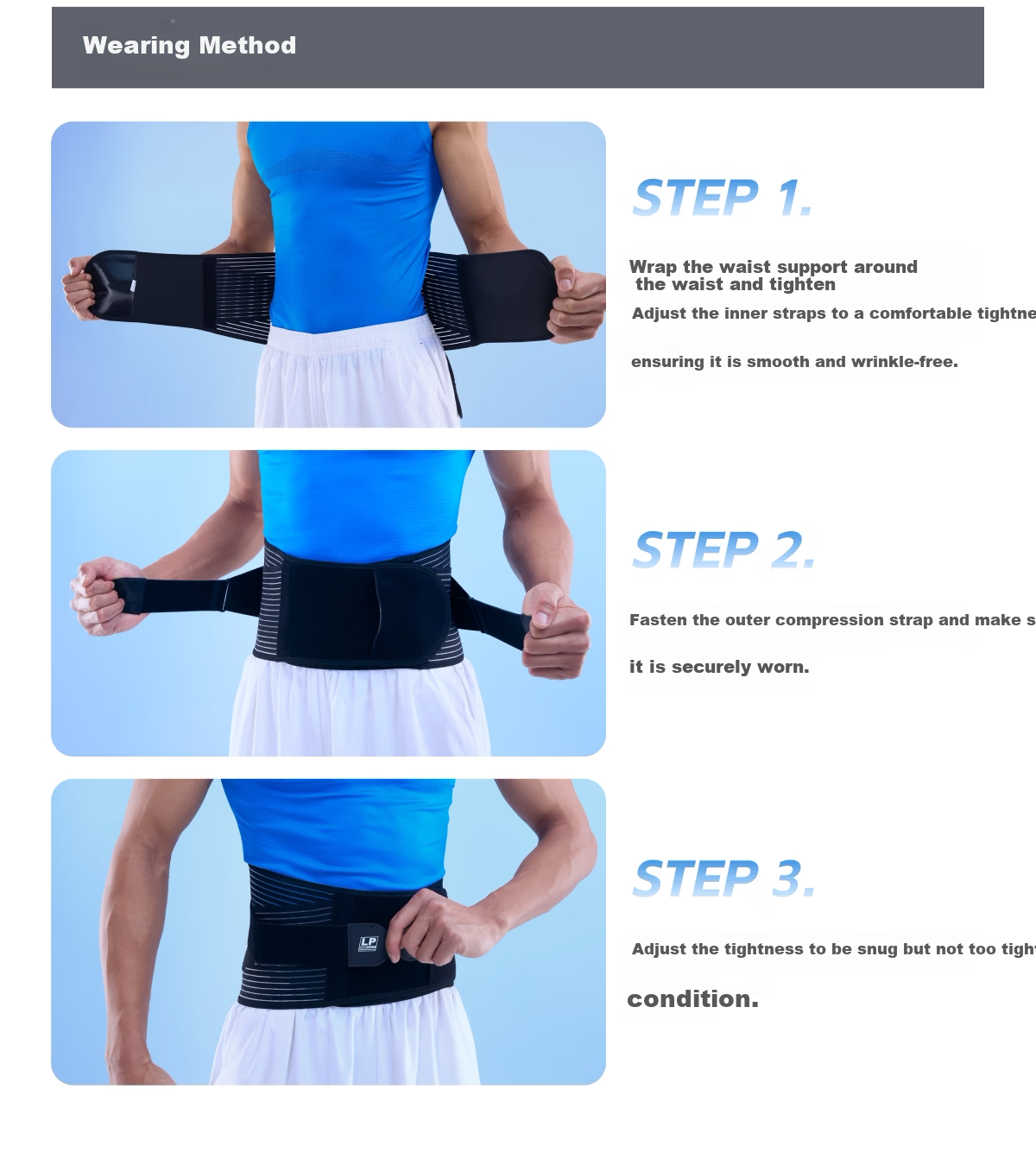 LP 1517CK Men's Waist Support Belt Fitness Training Professional Basketball Waist Trainer Running Squat Abdominal Belt Black L/XL 29