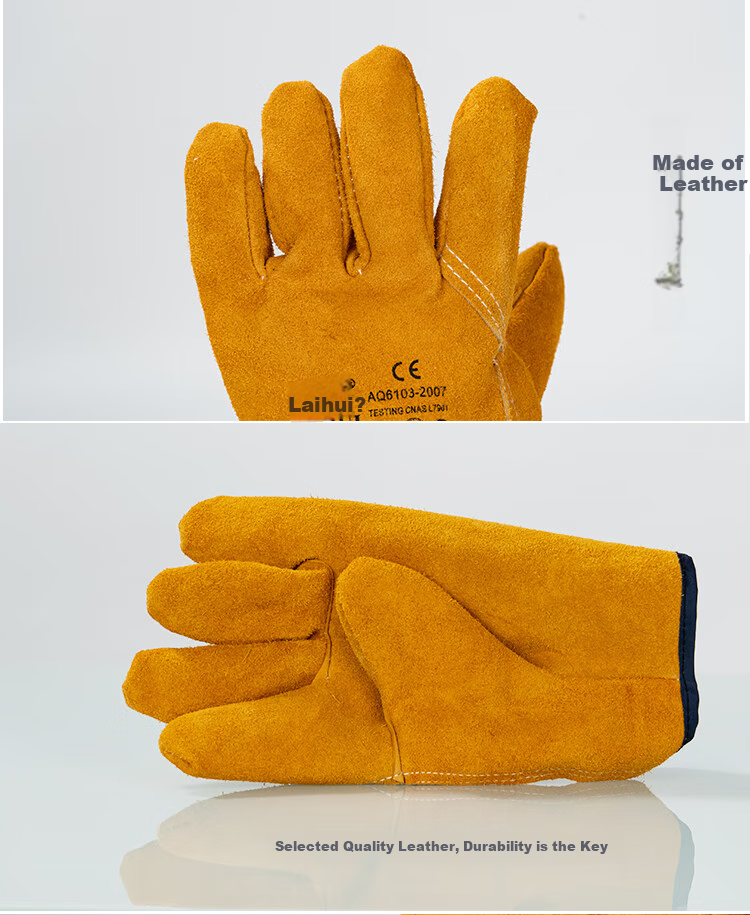 Laihui Top-Grain Cowhide Short Welding Gloves Soft Wear-Resistant Heat-Insulated Anti-Scald High-Temperature Resistant 2 Pairs Set 3