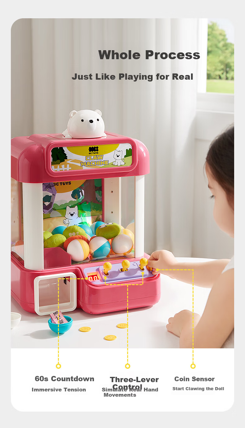 Babycare Fun Claw Machine Toy for Kids 3-6 Years Old Plush Doll Capsule Toy Gift for Boys and Girls - Blue 5