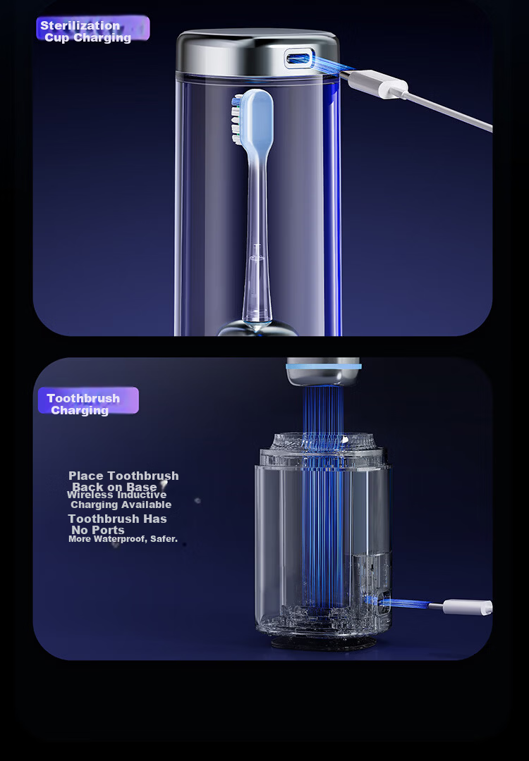 T-FLASH Electric Toothbrush with Vibration and UV Sterilization, Wobbler Design, Shock-Absorbing Brush Head, Unisex Gift Box, Birthday and Anniversary Practical Couples Gift Set 23