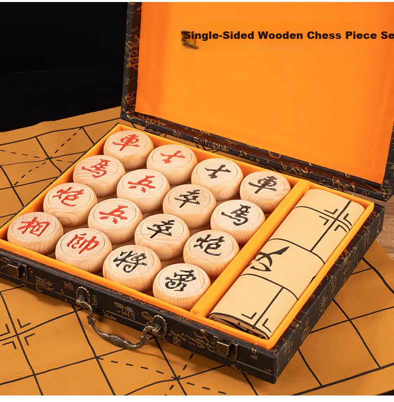 Guan Xiao Er Chinese Chess National Style Gift Box with Board Portable High-End Red Pearwood and Ebony for Children and Adults 16