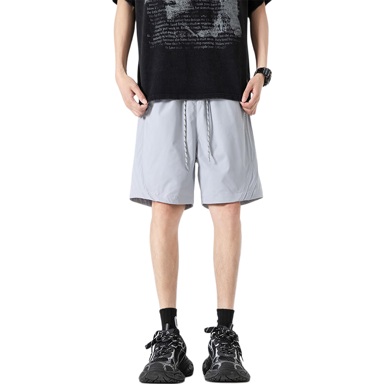 Foss Phil Men's Summer Lightweight Breathable Casual Shorts Versatile Quick-Dry Sports Shorts K008 Cloud Gray L