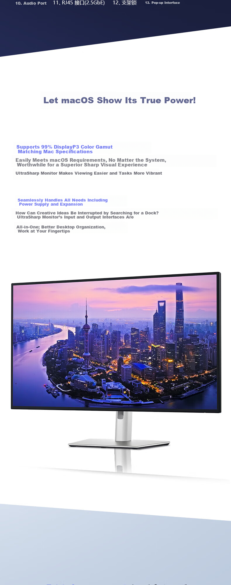 Dell UltraSharp 31.5-inch 4K Monitor Advanced IPS 120Hz Hardware Blue Light Filter 140W Thunderbolt 4 HDR600 U3225QE 8