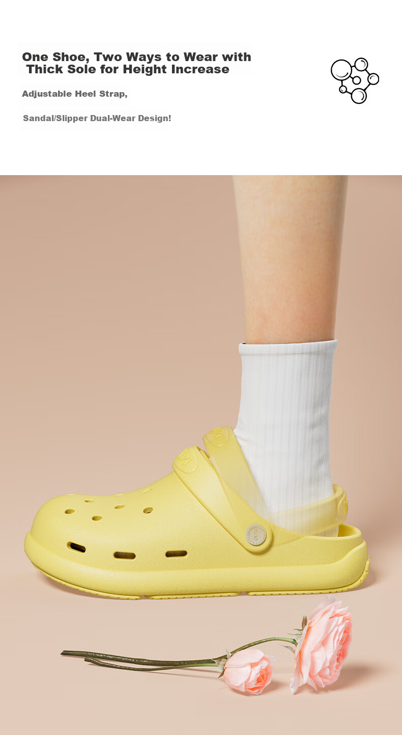 Puxi Women's Summer Silent Non-Slip Outdoor Height-Increasing Soft Sole Clogs Pearl White Size 37-38 3