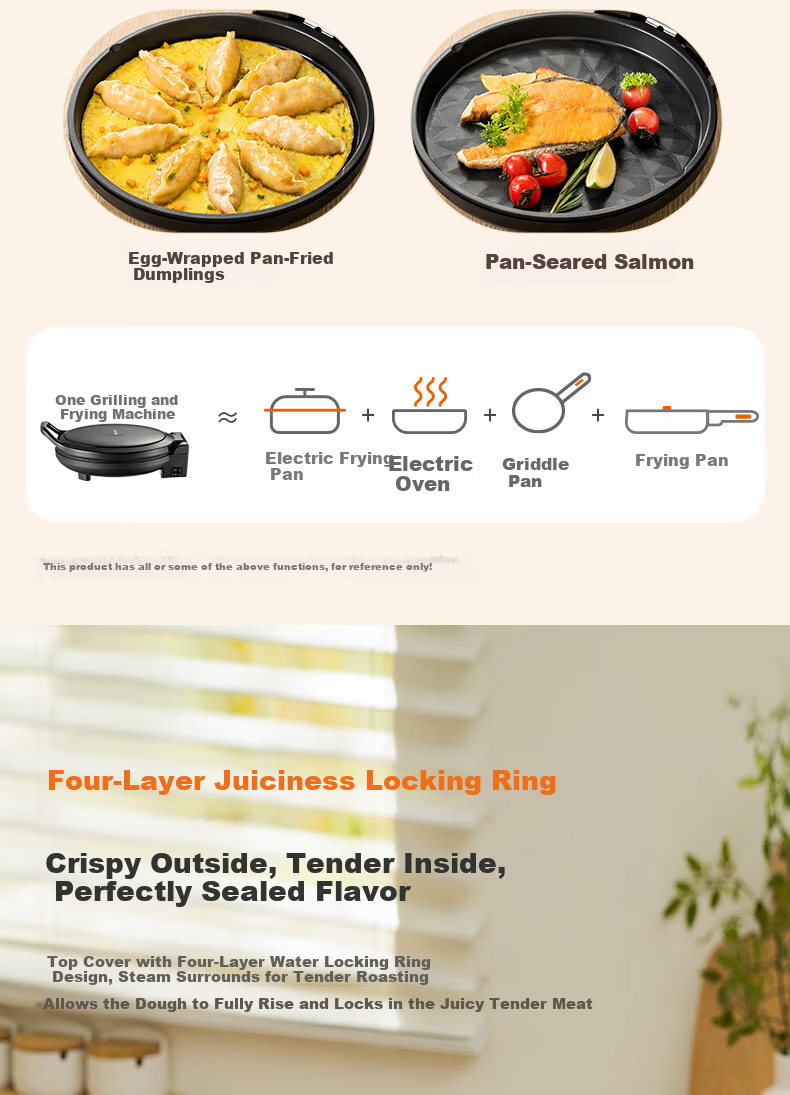 Joyoung Electric Griddle Sandwich Maker Breakfast Machine, 36mm Deep Baking Tray, Zero Fluorine Titanium Ceramic Ultra-Wear Resistant Low-Oil, Detachable Lower Plate, Vortex Heating High-Power Pancake Cooker GK732 8