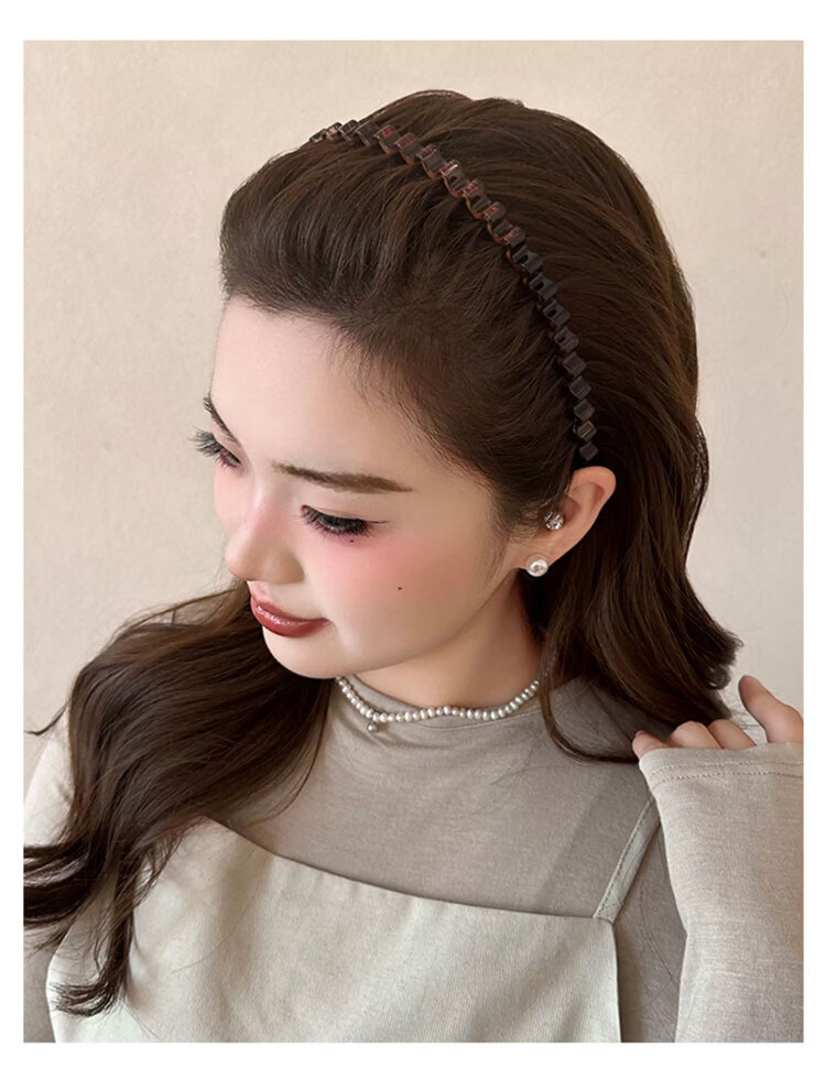 LiQing Knotted Tooth Comb Headband [Black] High Crown Hairband Face Washing Hair Accessory Hair Tie Hair Clip 6