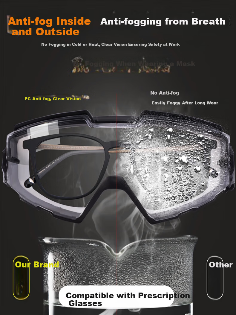 WOLSGIN Anti-Fog Chemical Experiment Full Seal Safety Goggles Cutting Splash-Proof Cycling Dustproof Windproof Protective Eyewear Orange 2