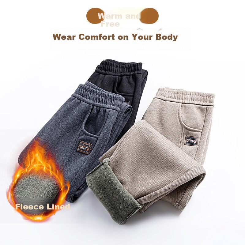 Hengyuanxiang Middle-Aged Women's Winter Fleece-Lined Thick Warm Casual Pants with Elastic Waist for Middle-Aged And Elderly Women, Straight-Leg Trousers 3