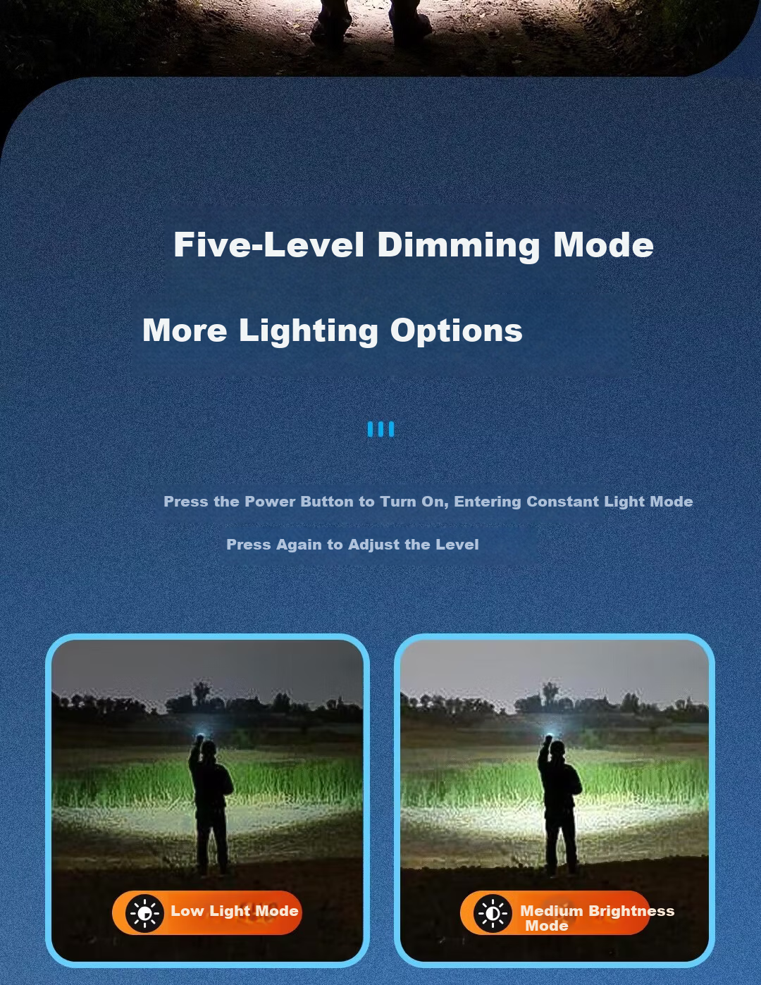 Deli Zoomable Flashlight High Brightness Long Battery Life Waterproof Rechargeable Outdoor Emergency Camping Light 8