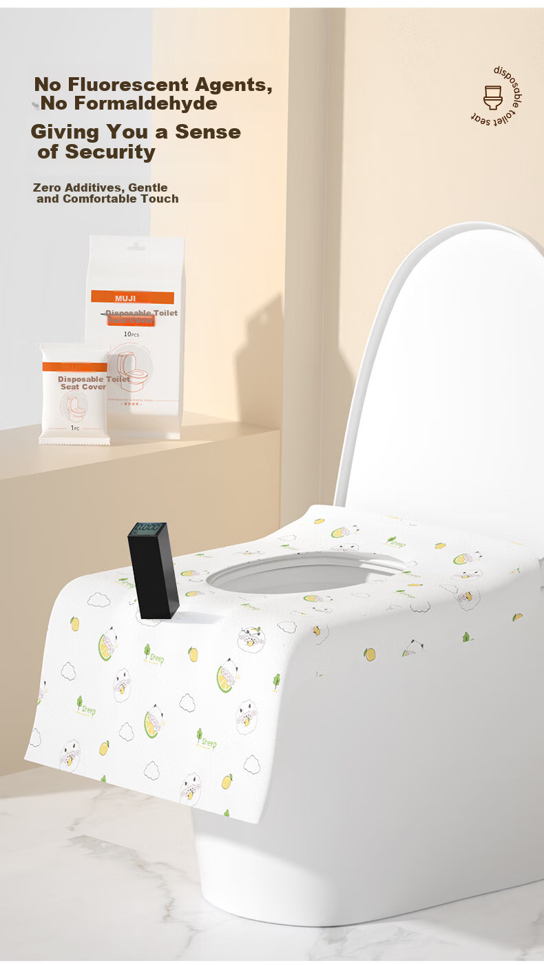 MUJI Disposable Toilet Seat Covers Travel Adhesive Waterproof Printed Toilet Seat Covers 30 Pieces 3